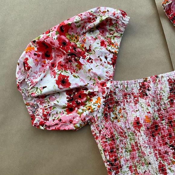 H&M Red and Pink Floral Midi Dress - Picture 3 of 7